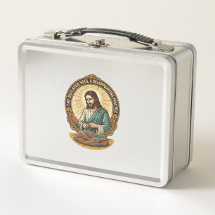Jesus hat den flachen Yoga-Ball komplett entleert Metall Brotdose