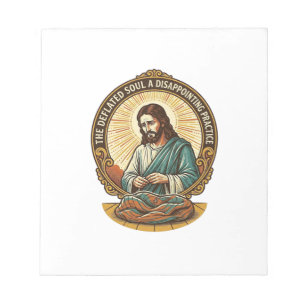 Jesus hat den flachen Yoga-Ball komplett entleert Notizblock