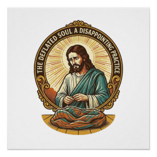 Jesus hat den flachen Yoga-Ball komplett entleert Poster