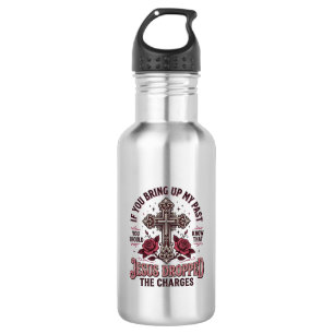 Jesus hat die Anklage fallen gelassen Vintage-Kreu Edelstahlflasche