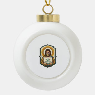 Jesus hat Gesichtsentriegelung mit Maske bei Tech- Keramik Kugel-Ornament