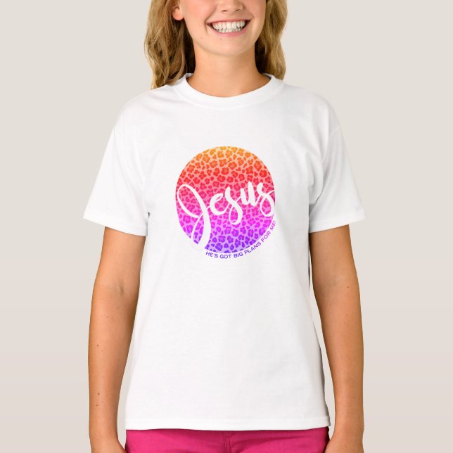 Jesus hat große Pläne für mich Leopardrucke T-Shirt (Vorderseite)