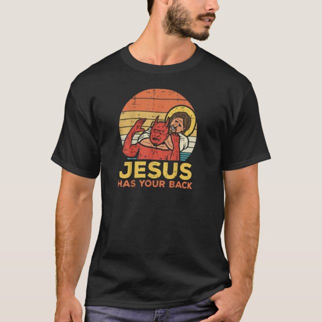 Jesus hat Ihren Rücken Jiu Jitsu Retro Christlich T-Shirt (Vorderseite)