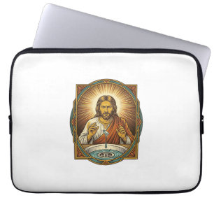 Jesus hat Kontaktlinse am Badezimmerwaschtisch-Abf Laptopschutzhülle