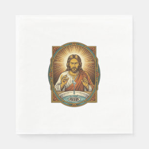 Jesus hat Kontaktlinse am Badezimmerwaschtisch-Abf Serviette