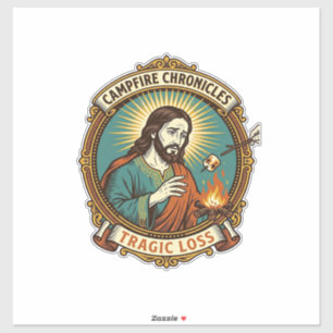 Jesus hat Marshmallow Lagerfeuer Party Fail Humor  Aufkleber