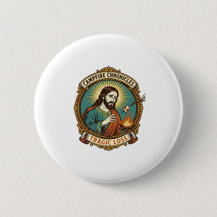 Jesus hat Marshmallow Lagerfeuer-Party-Fail Humor Button