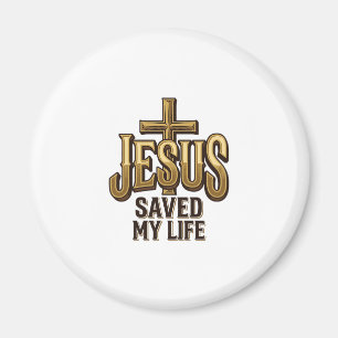 Jesus hat mein Leben gerettet Kreuz Vintage Magnet
