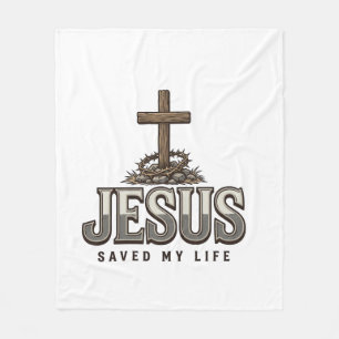 Jesus hat mein Leben gerettet Vintage Gravur Chris Fleecedecke