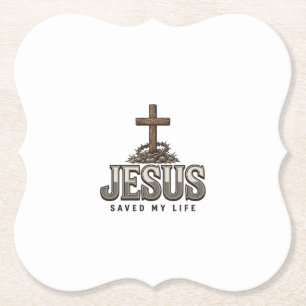 Jesus hat mein Leben gerettet Vintage Gravur Chris Untersetzer