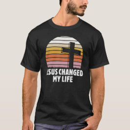 Jesus hat mein Leben verändert Retro Kreuz Sonnenu T-Shirt