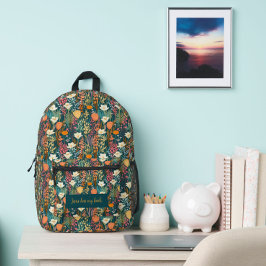 "Jesus hat meinen Rücken" Blumendruckaufdruck Schn Bedruckter Rucksack