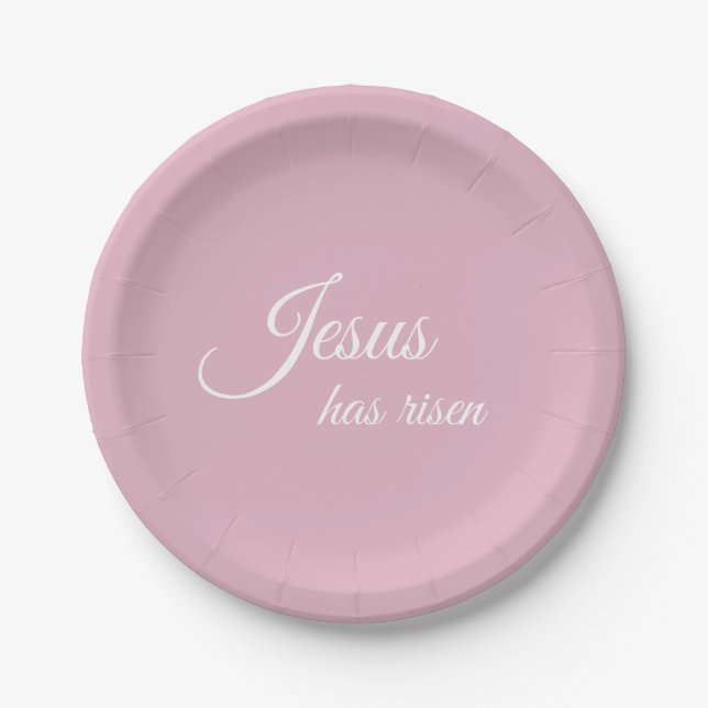 Jesus hat Pastel Pink Christlichen Ostern Pappteller (Vorderseite)