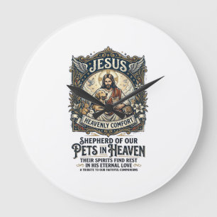 Jesus Haustier Gedenk Erinnerungs-Shirt Christlich Große Wanduhr