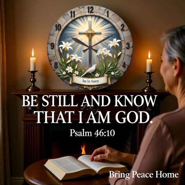 Jesus He Is Risen Stone Große Wanduhr (Von Creator hochgeladen)