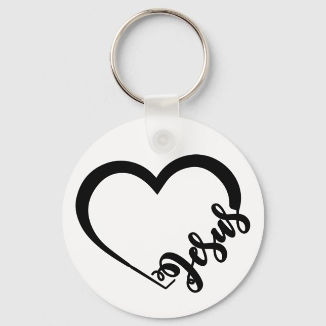 Jesus & Heart Button Schlüsselanhänger (Vorderseite)