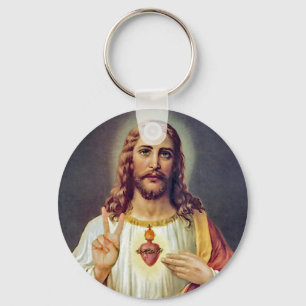 Jesus Heiliges Herz Friedenszeichen Porträt Schlüsselanhänger