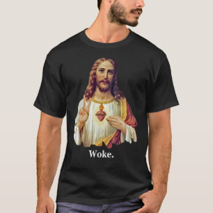 Jesus Heiliges Herz Friedenszeichen Porträt Woke T-Shirt