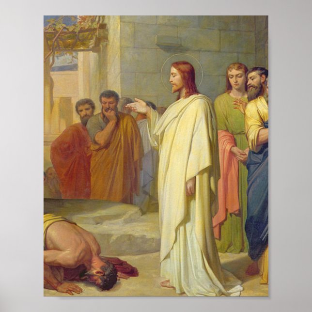 Jesus Heilung der Leper 1864 Jean Marie Melchior Poster (Vorne)