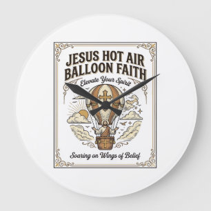 Jesus Heißluftballon Glaube Jesus Heißluftballon Große Wanduhr