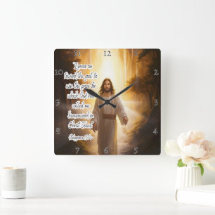 Jesus: Himmlischer Ruf, göttlicher Preis Quadratische Wanduhr