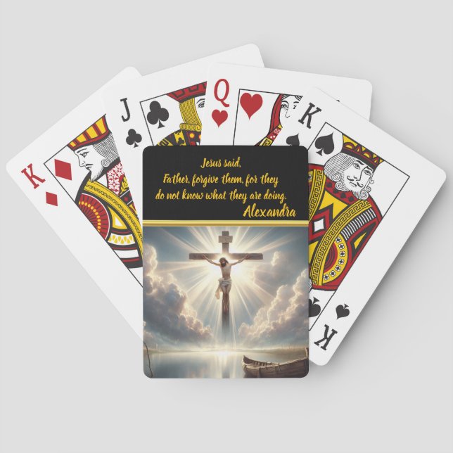 Jesus hing über den Serenmeer hinweg Spielkarten (Rückseite)