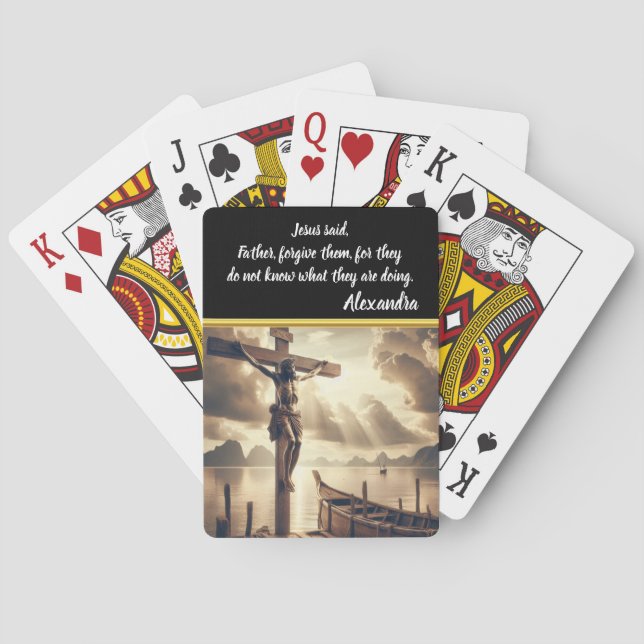Jesus hing über einem See Spielkarten (Rückseite)