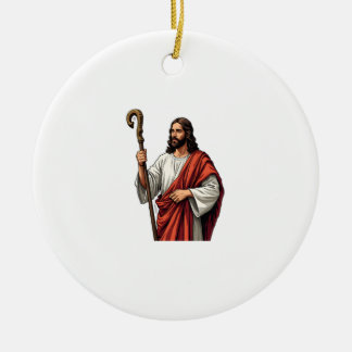 Jesus Hirtenstab Vintage Gravur T-Shirt 2 Keramik Ornament