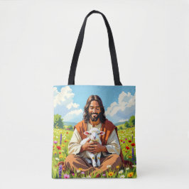 Jesus holding a Lamb | Religious Christian Tasche