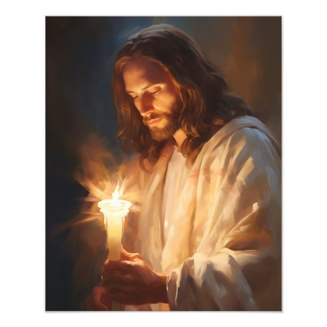 Jesus Holding Candle Foto (Vorne)