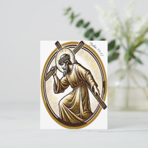 Jesus Holding Gold Cross rückwärtig Postkarte