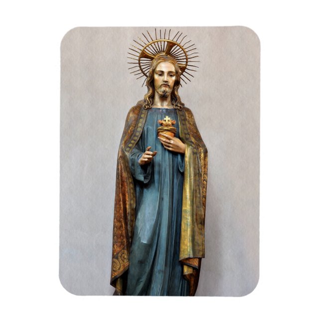 Jesus Holding Golden Sacred Heart Magnet (Vertikal)