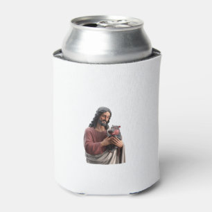 Jesus Holding Moo Deng die Pygmäen Hippo Classic A Dosenkühler