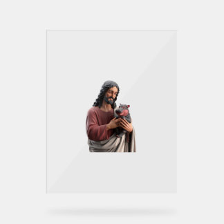 Jesus Holding Moo Deng l'hippo pygmée art classiqu