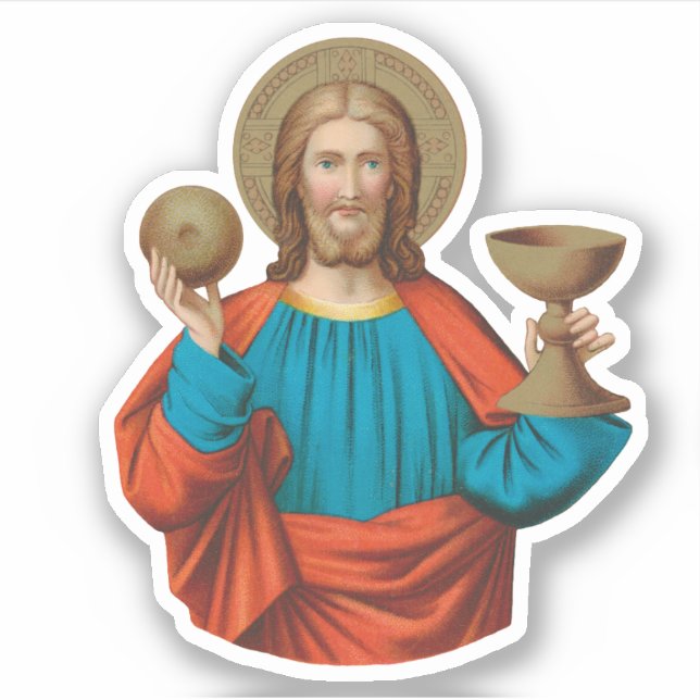 Jesus Holding Up the Eucharist (SNV 050) Aufkleber (Vorderseite)