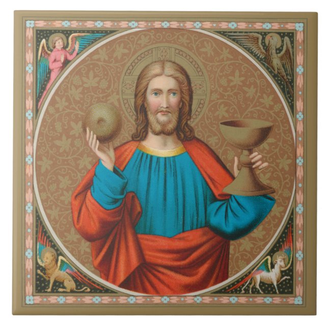 Jesus Holding Up the Eucharist (SNV 050) Fliese (Vorderseite)