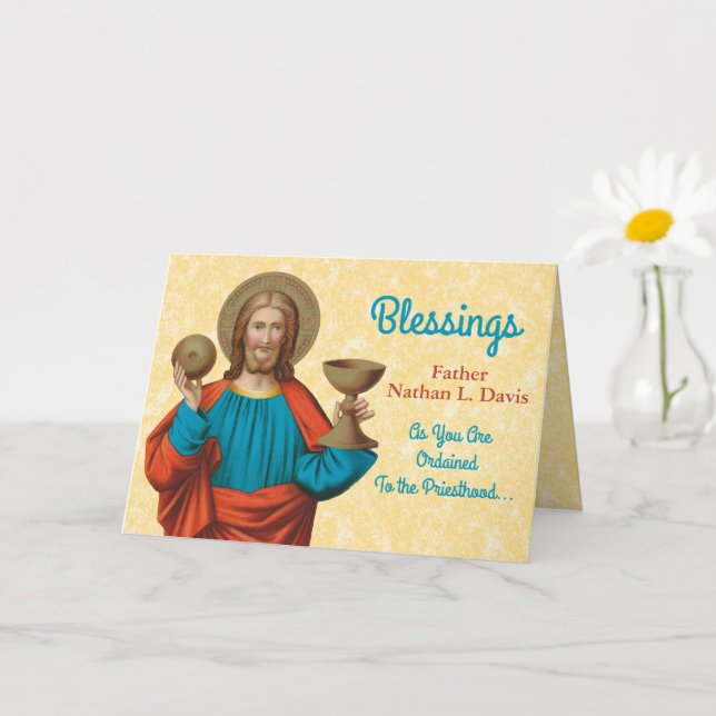 Jesus Holding Up the Eucharist (SNV 050) Karte (Kleine Pflanze)
