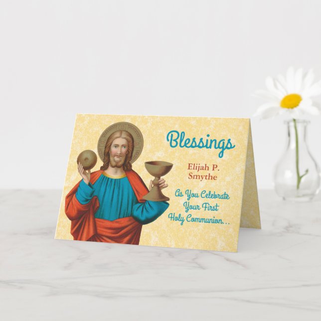 Jesus Holding Up the Eucharist (SNV 050) Karte (Kleine Pflanze)