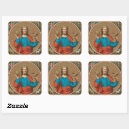 Jesus Holding Up the Eucharist (SNV 050) Quadratischer Aufkleber