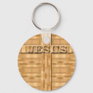 Jesus-Holz-Schnitzen Schlüsselanhänger