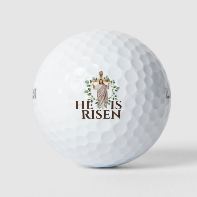 Jesus hölzernes Kreuz Er ist ein aufgewachsenes Bi Golfball (Vorderseite)