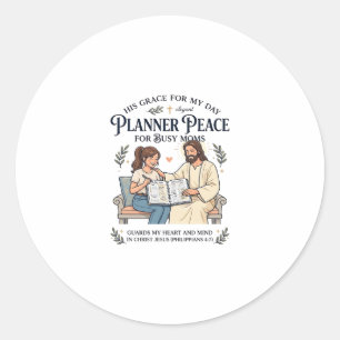 Jesus Homeschool Mutter Planer Shirt Glaubensbasie Runder Aufkleber