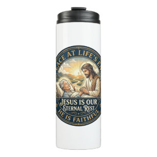 Jesus Hospiz Sterbebegleitung T-Shirt Christlich Thermosbecher
