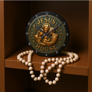 Jesus House Heilige Familie Runde Wanduhr