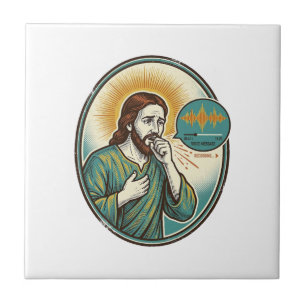 Jesus hustet mittlere Sprachnotiz Audio-Nachricht Fliese