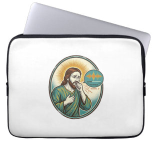Jesus hustet mittlere Sprachnotiz Audio-Nachricht  Laptopschutzhülle