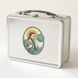Jesus hustet mittlere Sprachnotiz Audio-Nachricht Metall Brotdose