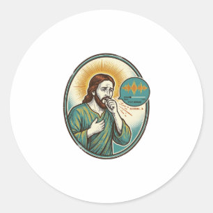 Jesus hustet mittlere Sprachnotiz Audio-Nachricht Runder Aufkleber