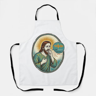 Jesus hustet mittlere Sprachnotiz Audio-Nachricht Schürze