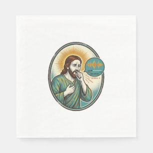 Jesus hustet mittlere Sprachnotiz Audio-Nachricht Serviette